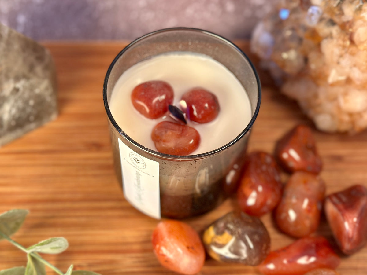 Bright Awakening – Organic Soy Crystal Candle with Carnelian | Spearmint, Eucalyptus & Orange