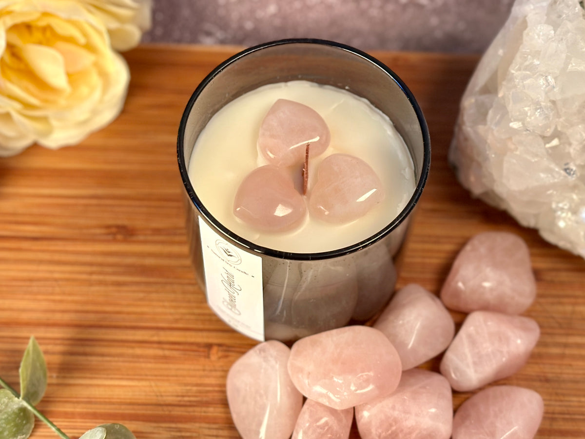 Sweet Heart – Organic Soy Crystal Candle with Rose Quartz | Cassia, Clove & Vanilla
