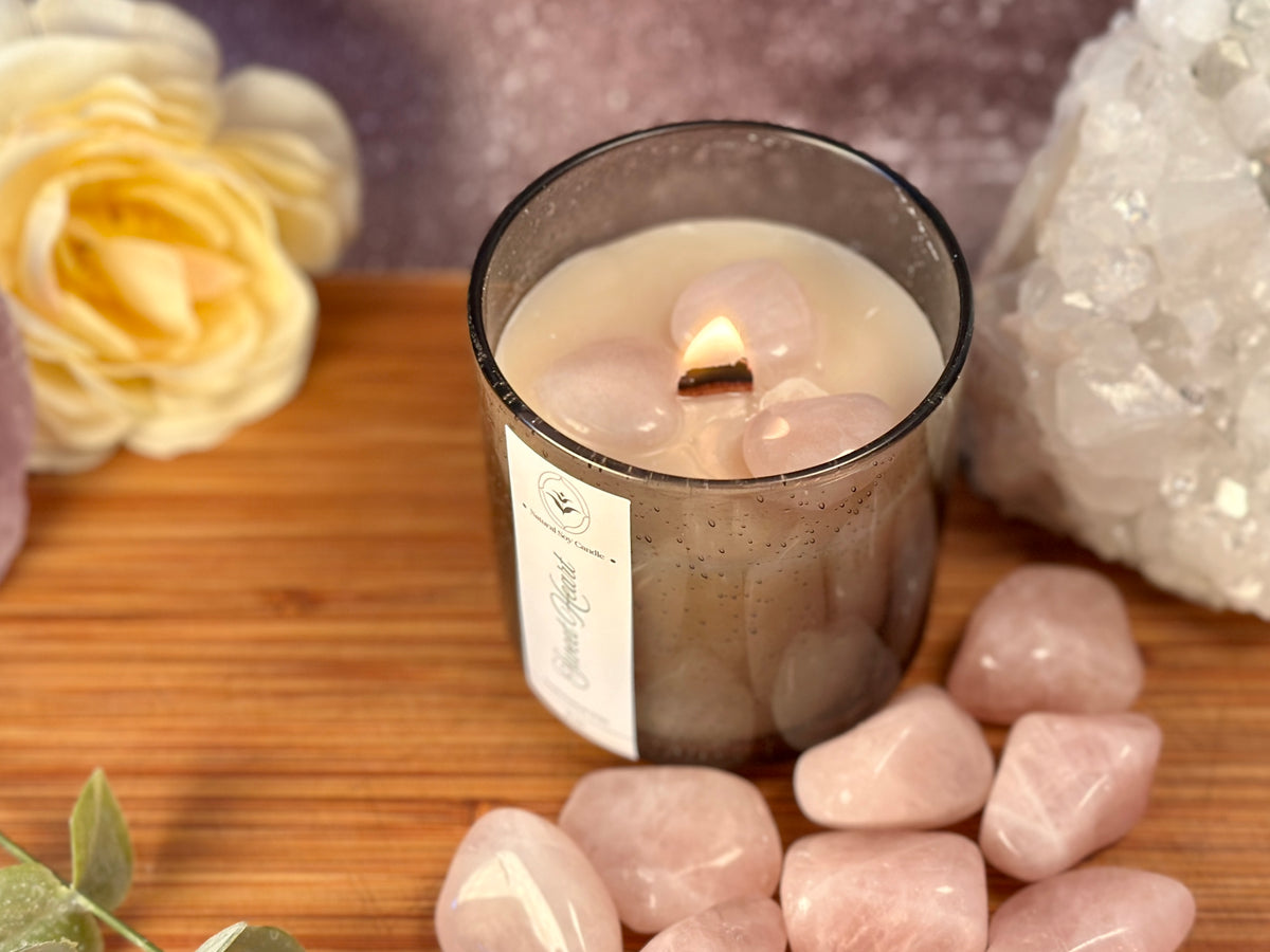 Sweet Heart – Organic Soy Crystal Candle with Rose Quartz | Cassia, Clove & Vanilla