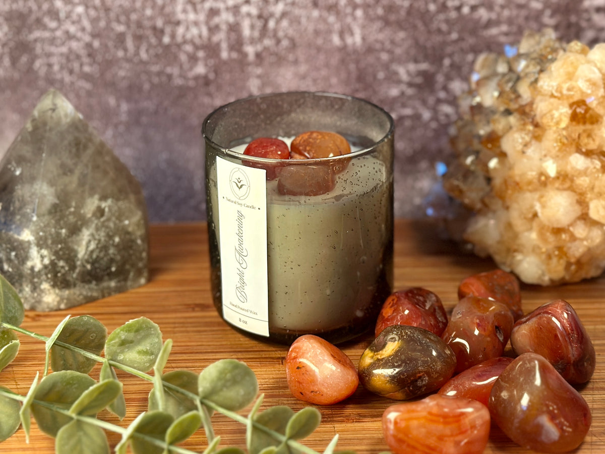 Bright Awakening – Organic Soy Crystal Candle with Carnelian | Spearmint, Eucalyptus & Orange