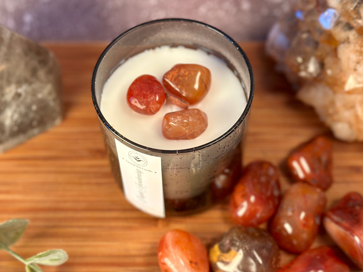Bright Awakening – Organic Soy Crystal Candle with Carnelian | Spearmint, Eucalyptus & Orange